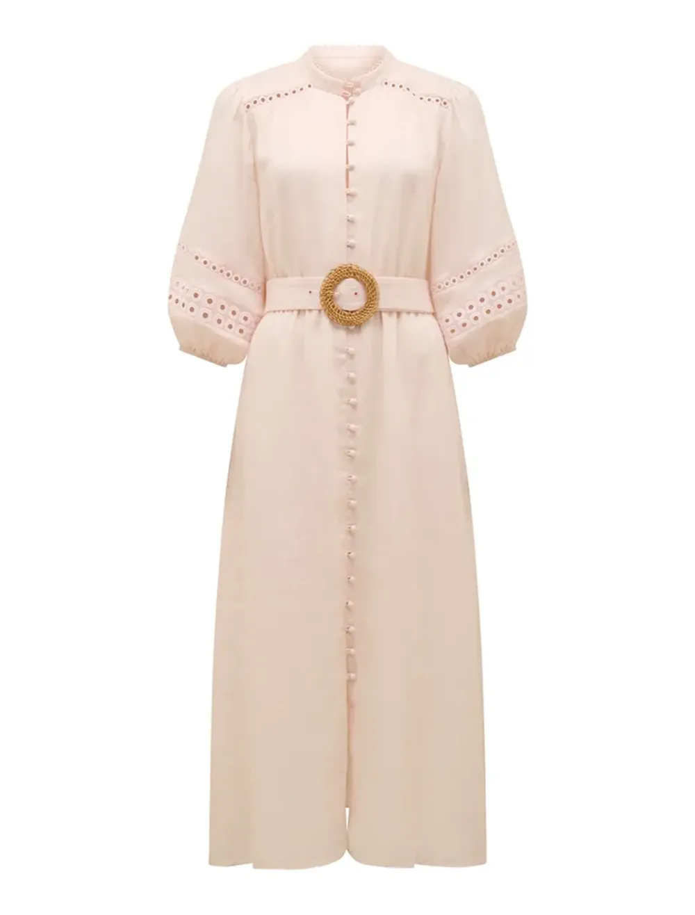 Belted Trim Midi Dress