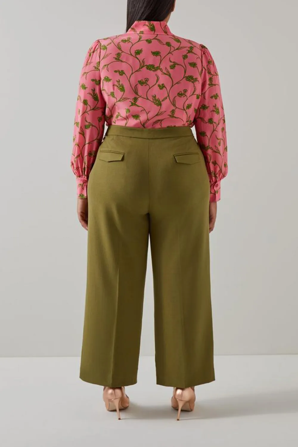 Pink Floral Print Long Sleeve Button Down Blouse