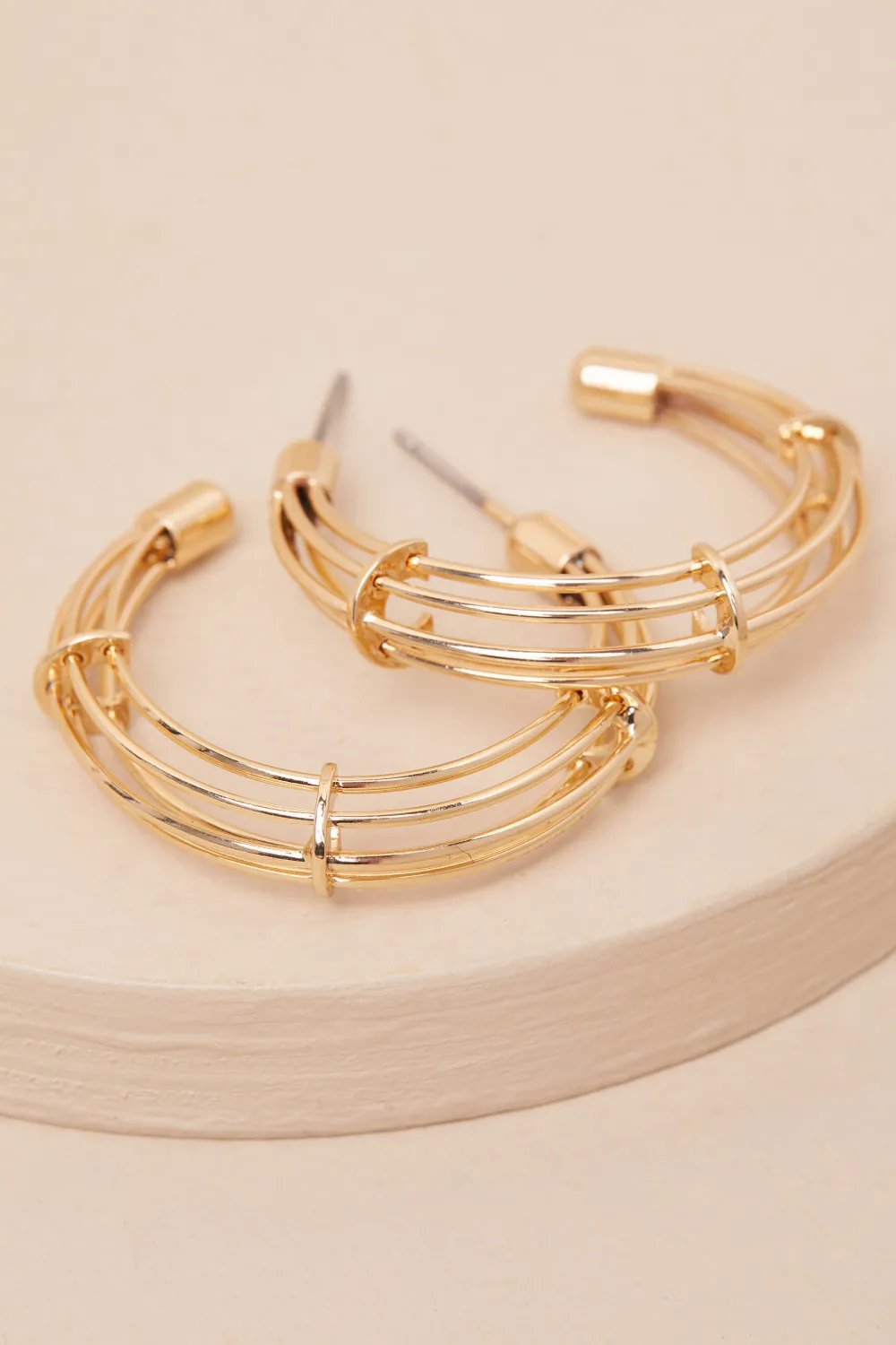 Minimalist Geometric Hollow Gold Earrings