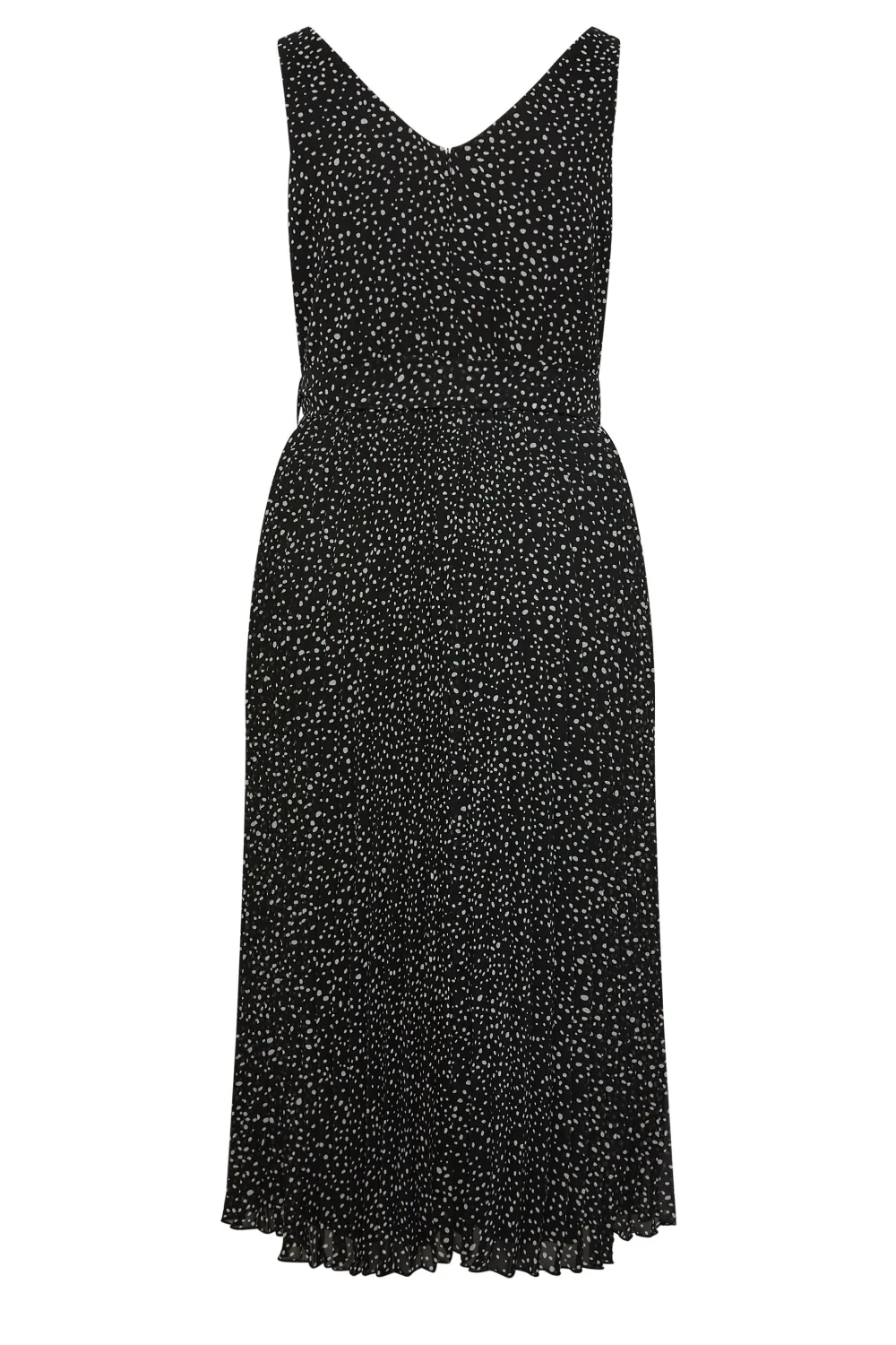YOURS LONDON Curve Black Spot Print Pleated Maxi Dress