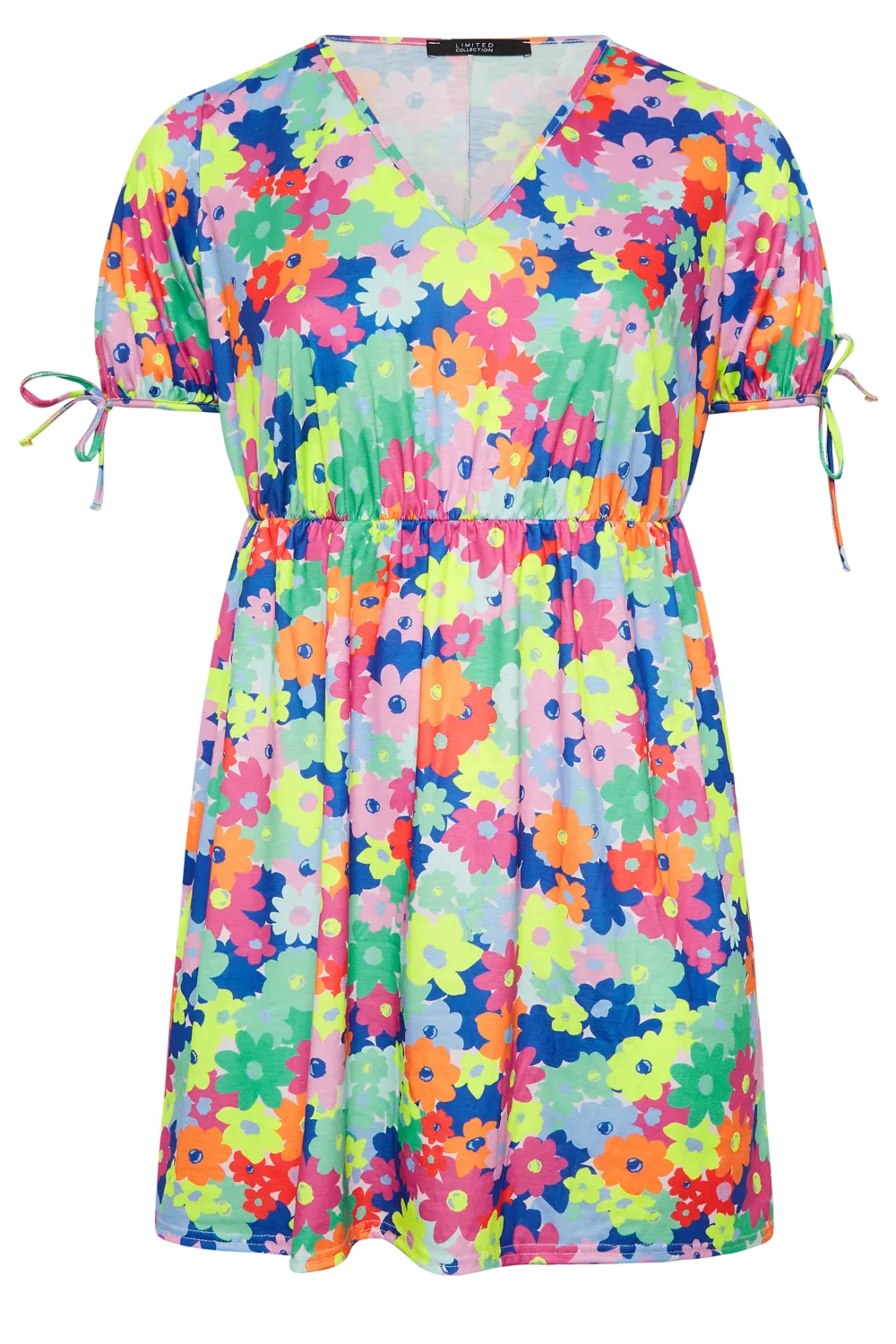 YOURS Curve Blue & Pink Ditsy Print Smock Dress