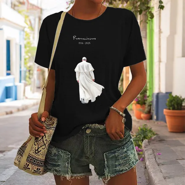 Women's Rip 1936-2025 Print Short Sleeve Round Neck Cotton T-Shirt