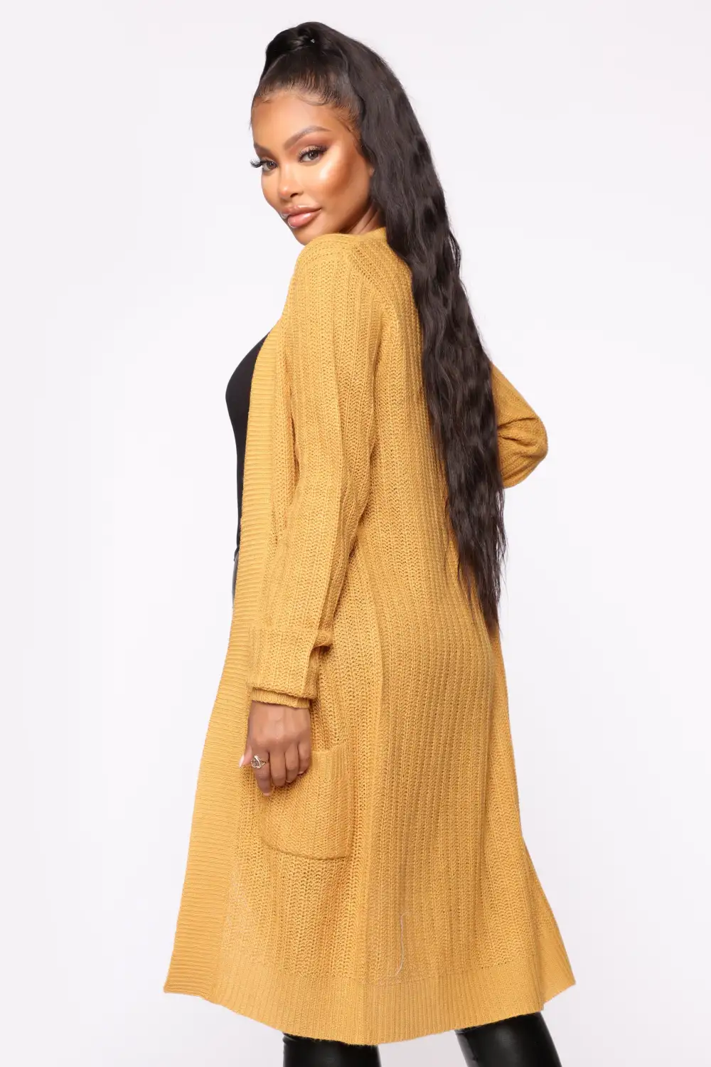 Throw It On Ribbed Cardigan - Mustard