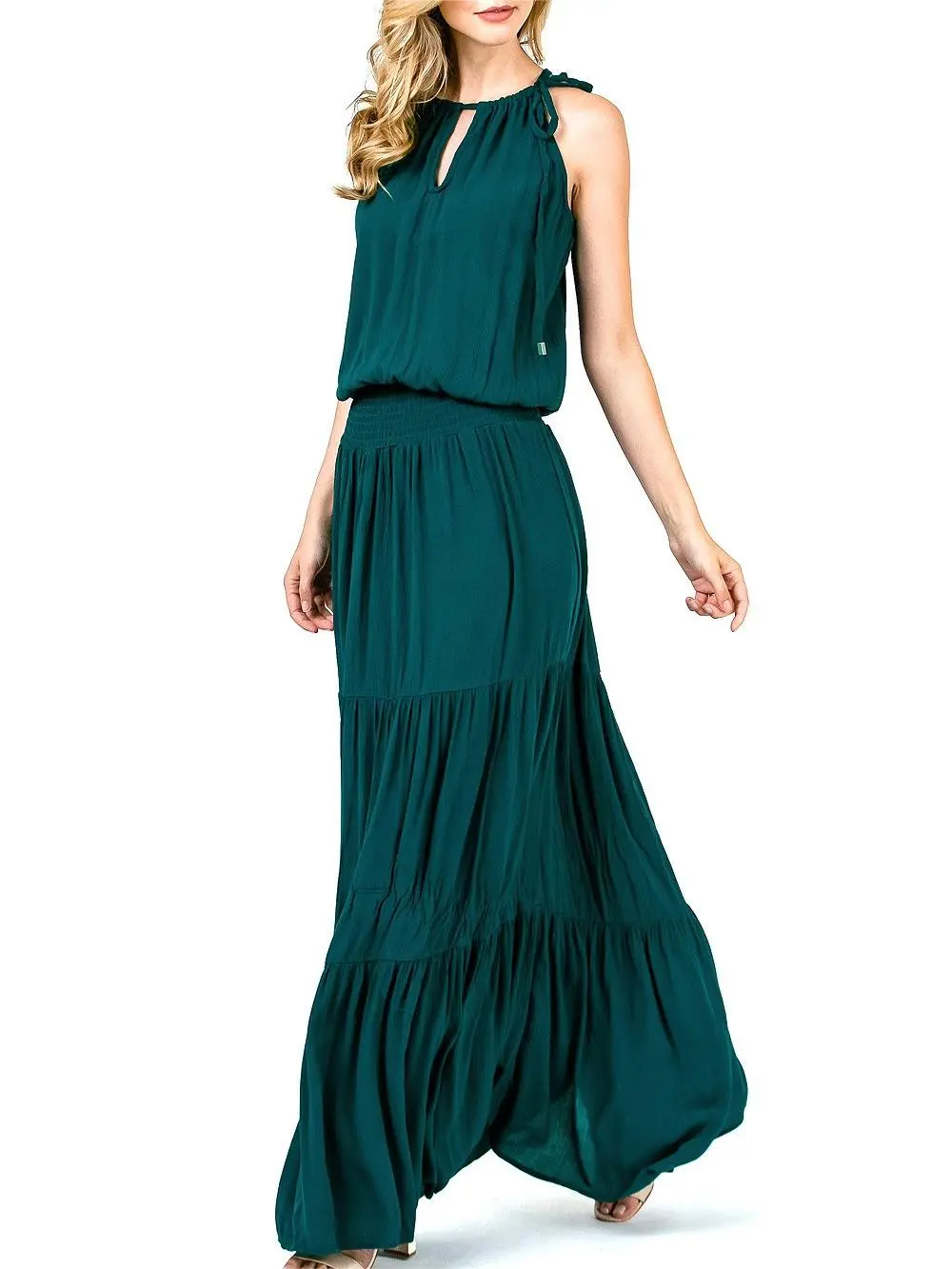 Tiered Halter Maxi Dress