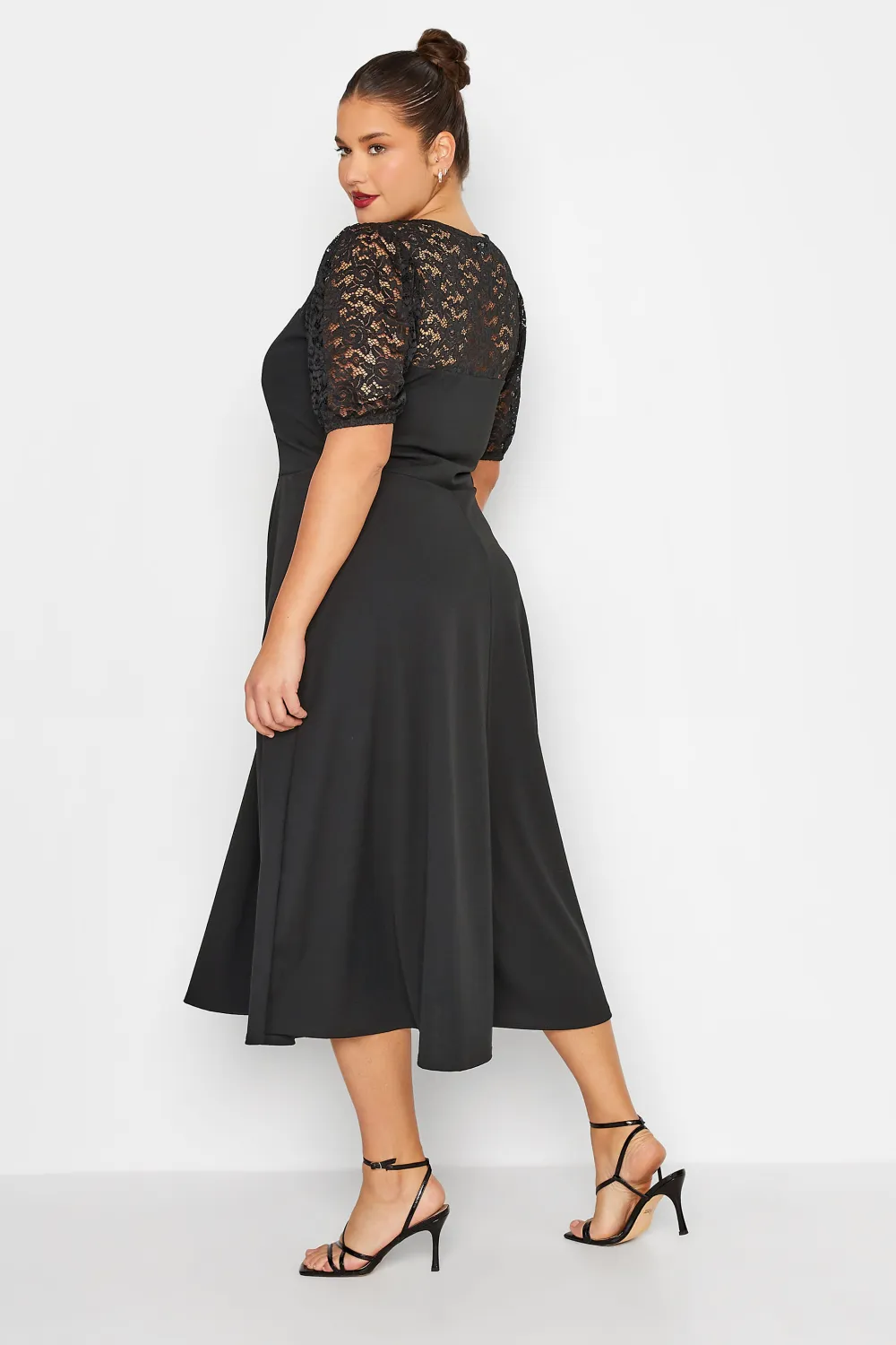 LTS Tall Black Lace Midi Dress