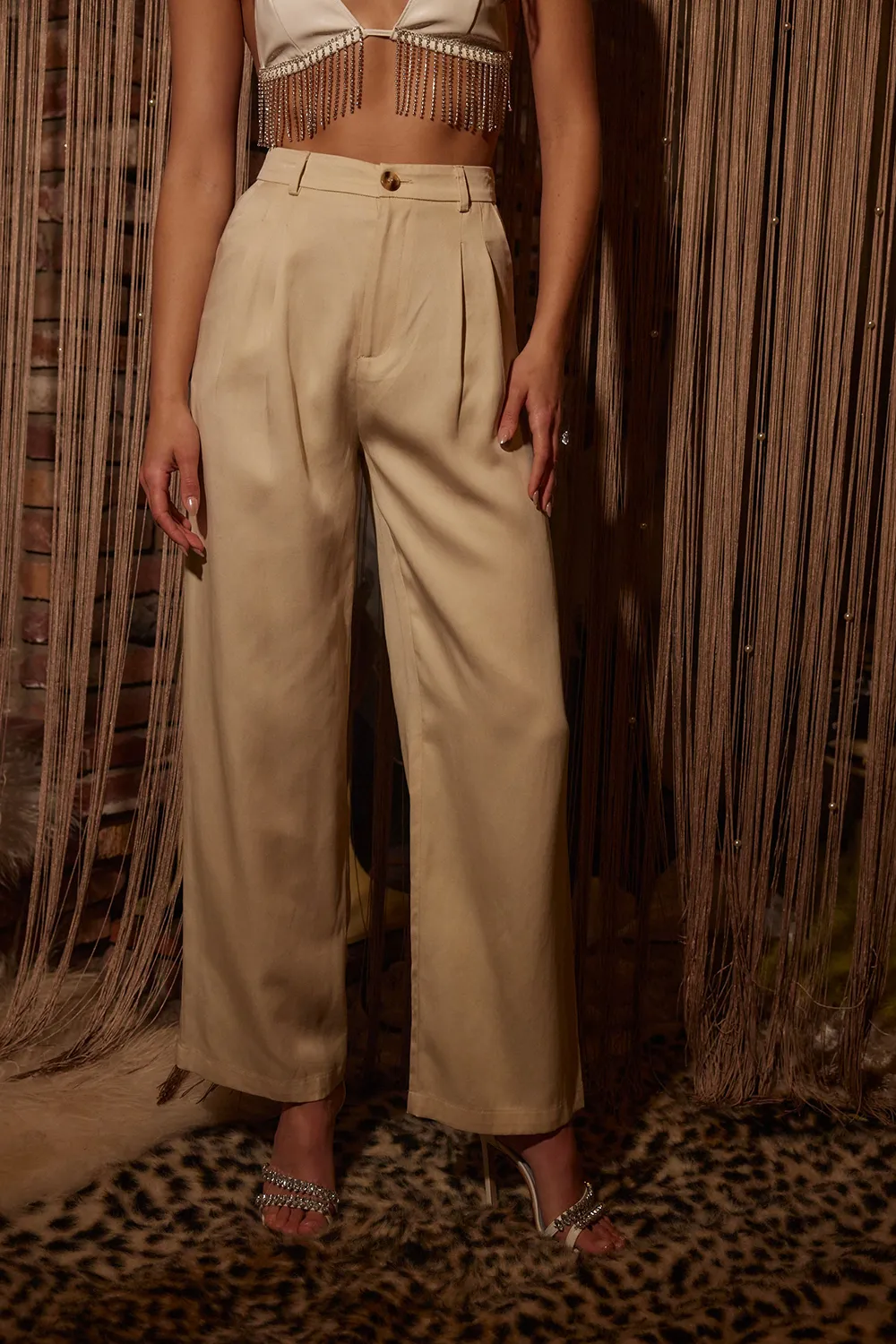 Cream Wide Leg Trousers