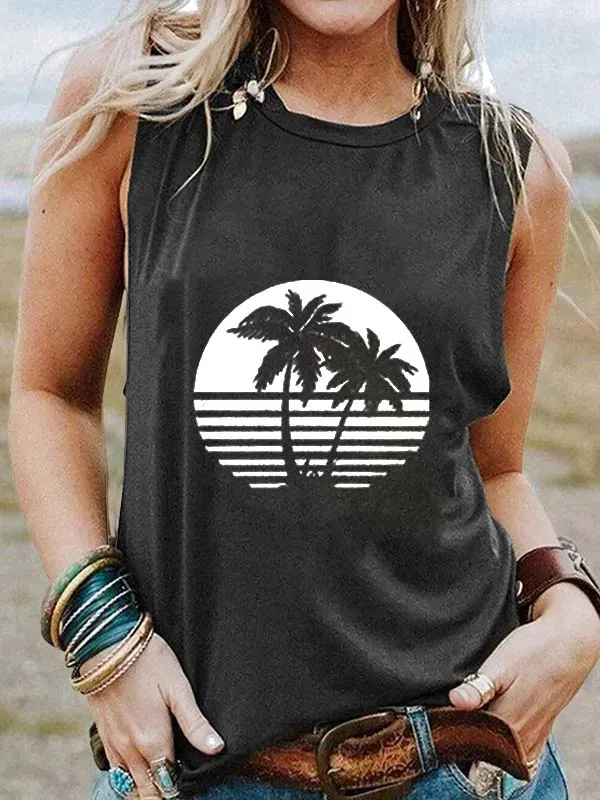 Tropical Plants Print Tops