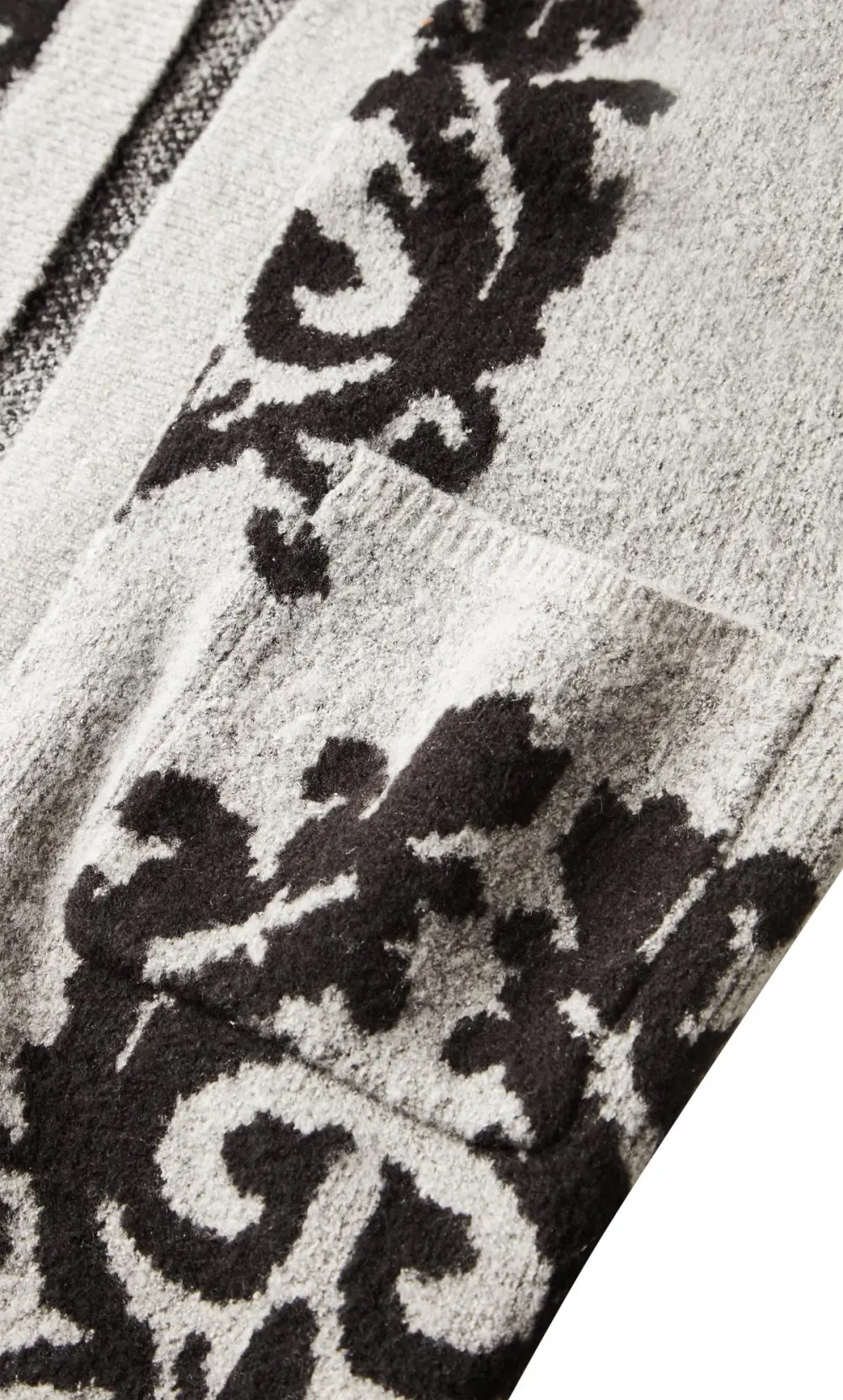 Evans Grey & Black Printed Cardigan