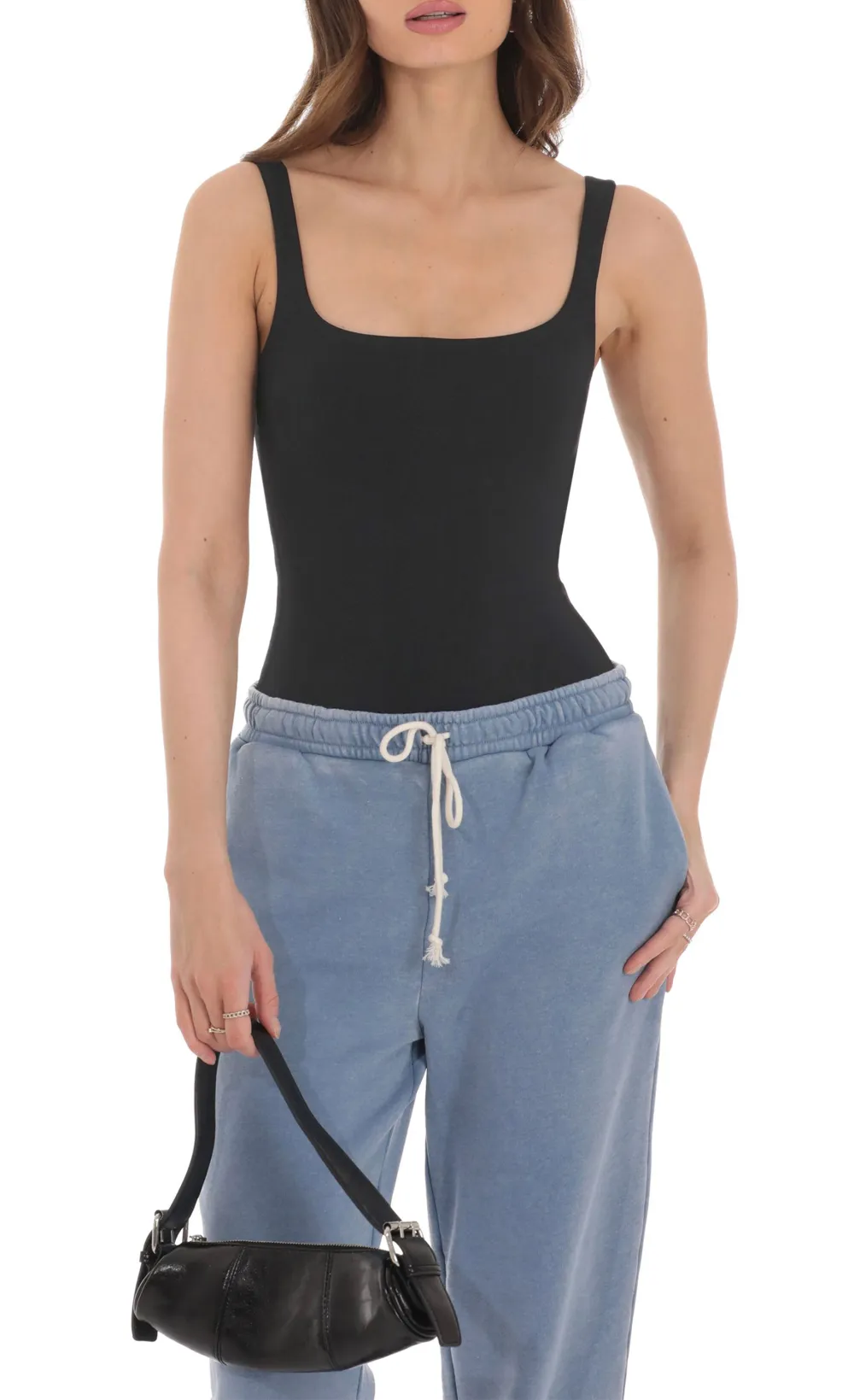 Basic Tank Bodysuit in Black