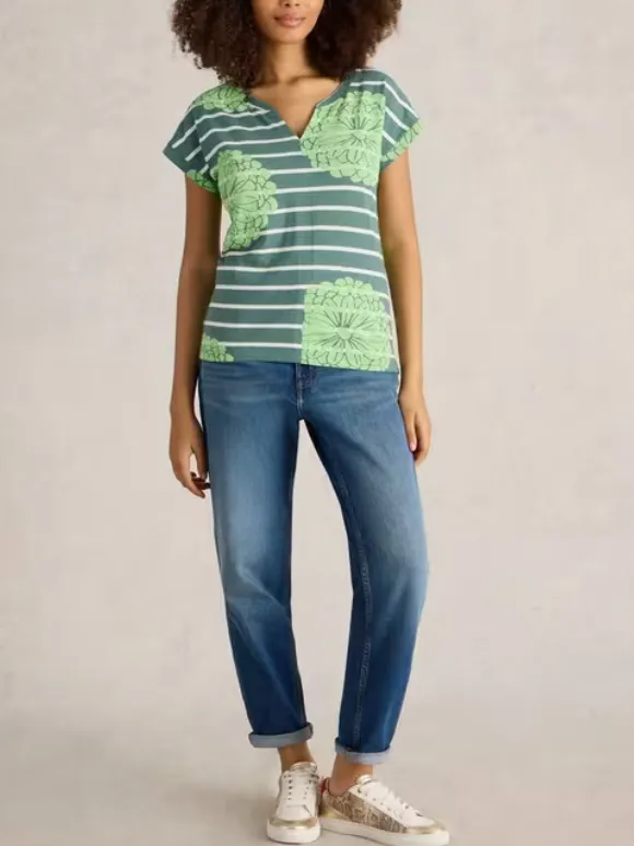 Notch Neck Print T-Shirt