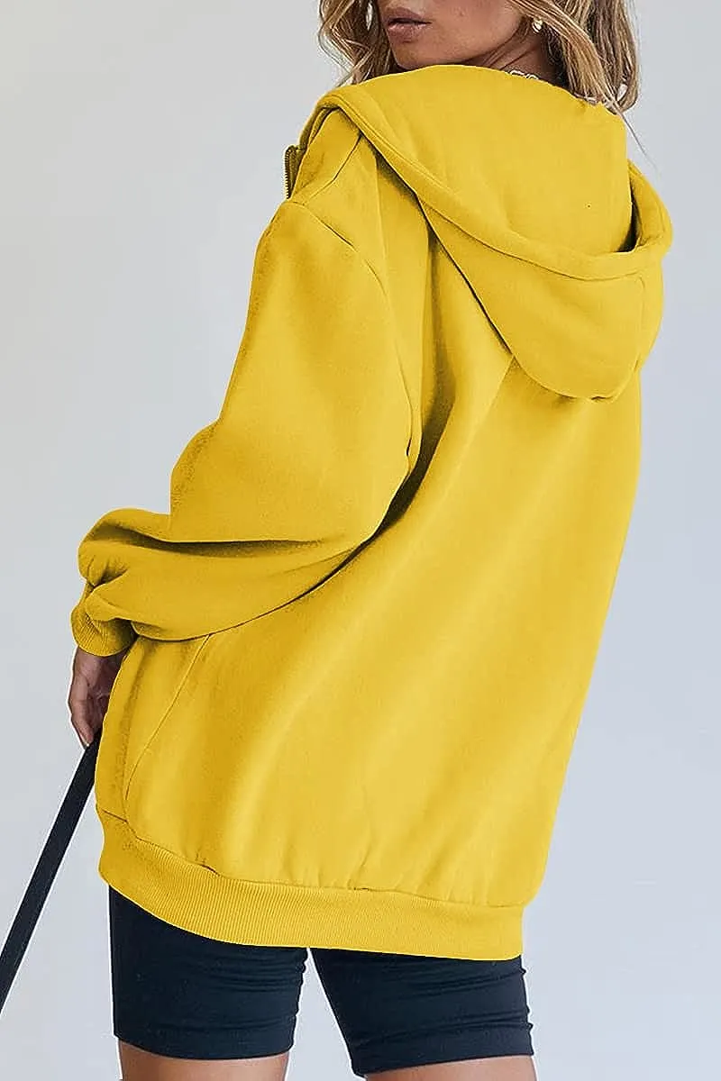 Women's Cute Hoodies Teen Girl Fall Jacket Oversized Sweatshirts Casual Drawstring Zip Up Y2K Hoodie with Pocket