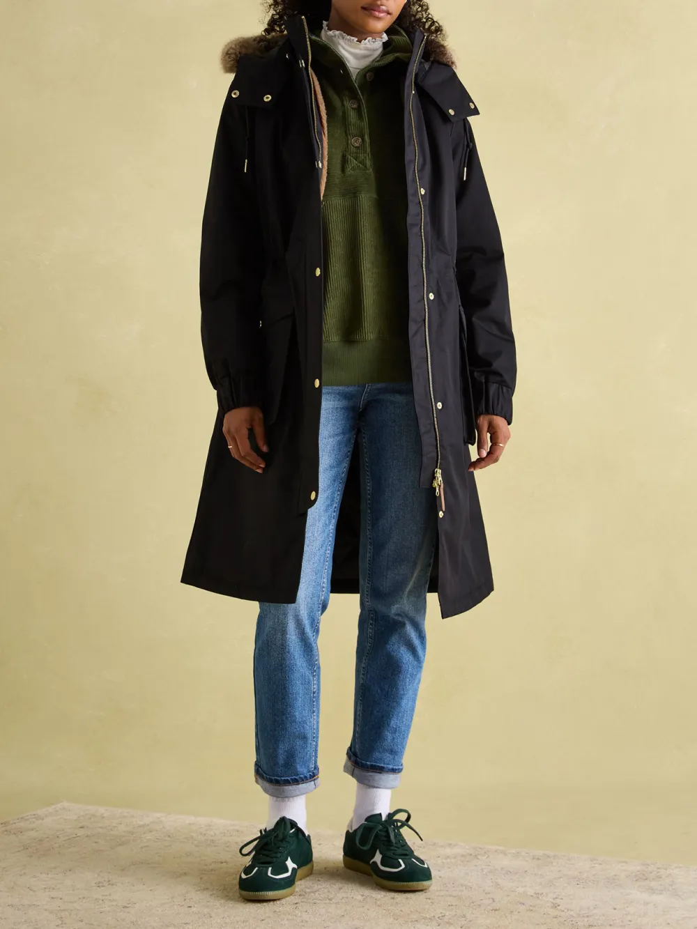 Cosy Black Waterproof Fleece Lined Raincoat