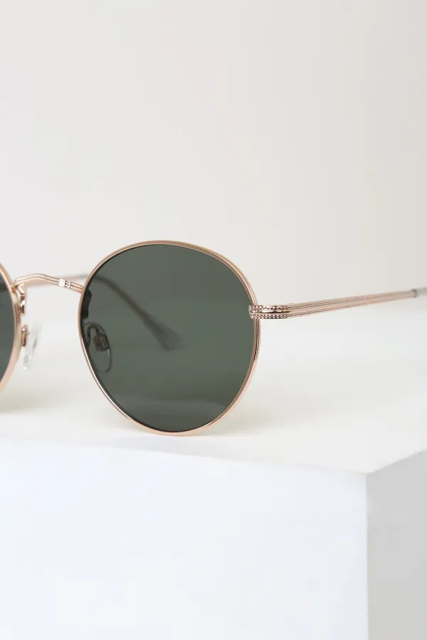 High-End All-Match Gold Round Ladies Sunglasses