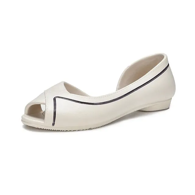 Women's Sandals Boho Bohemia Beach Daily Walking Summer Flat Heel Peep Toe Casual Comfort Minimalism EVA Loafer Striped Black White Brown