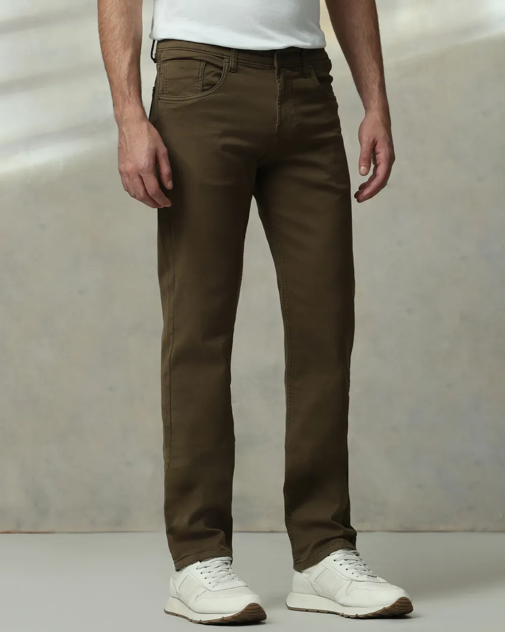 Classic Versatile And Comfortable Straight Olive Jeans