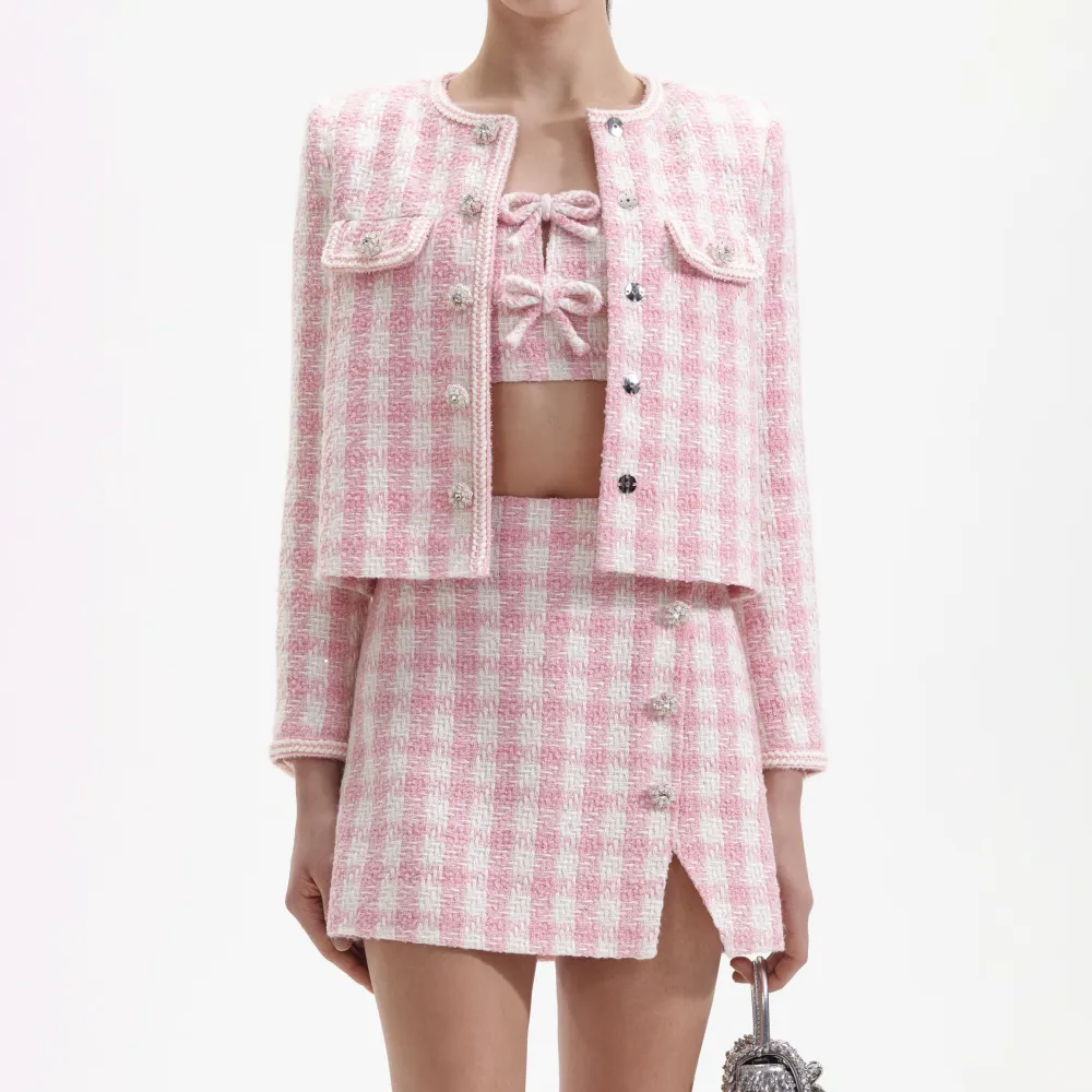 Pink Check Boucle Jacket