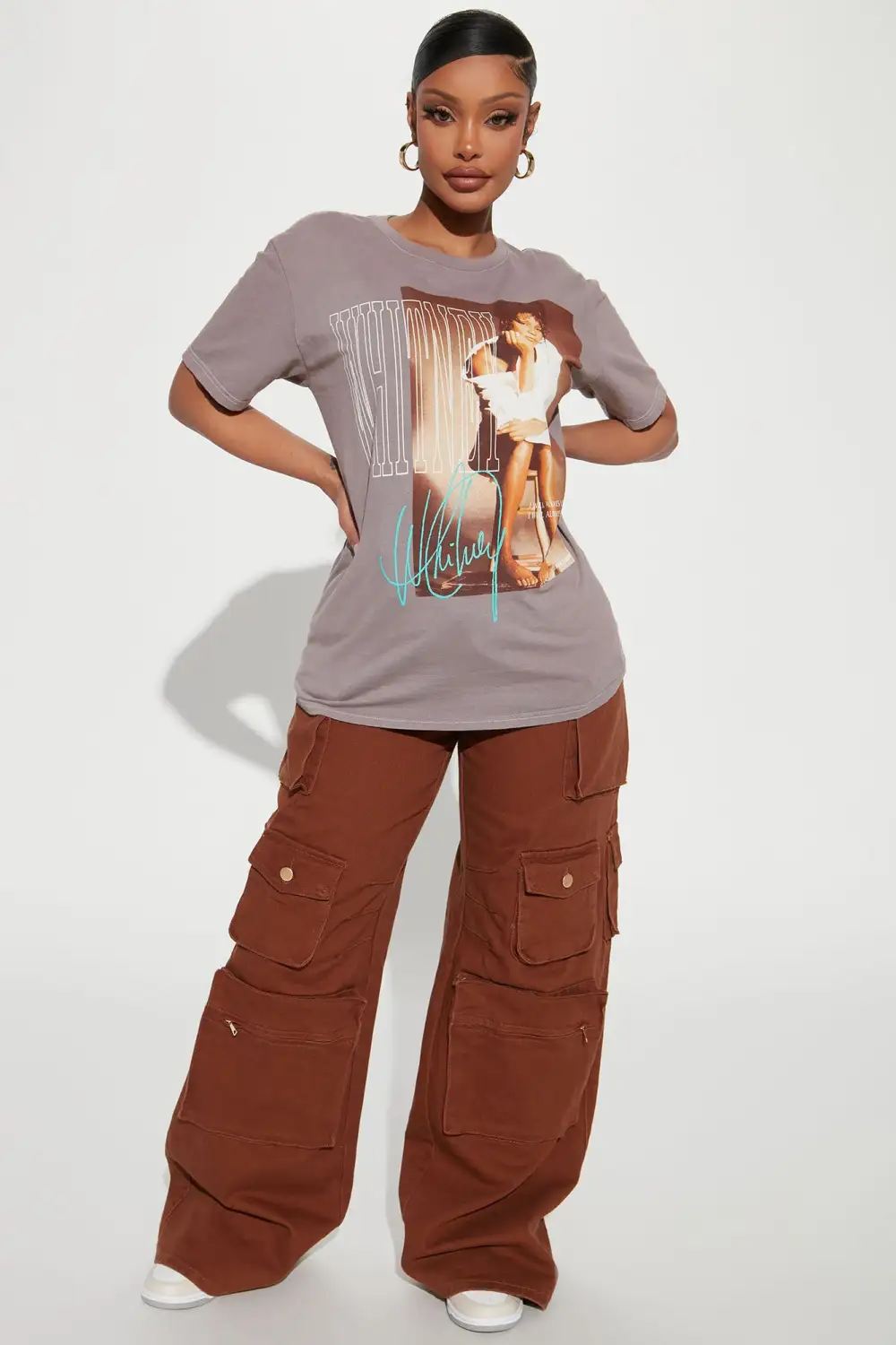 Whitney Houston Washed T-Shirt - Mocha