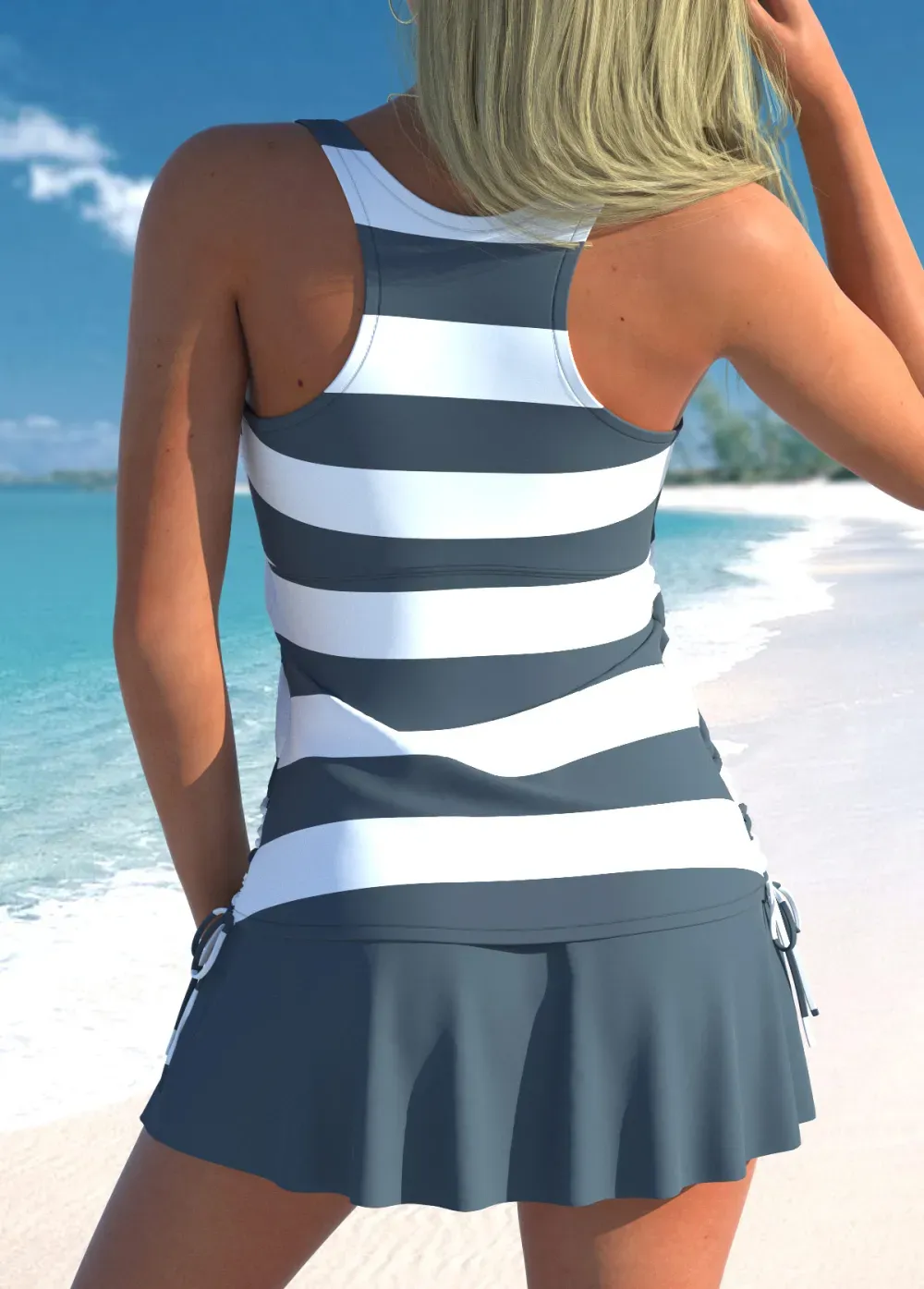 Circular Ring Mid Waisted Paisley Print Tankini Set