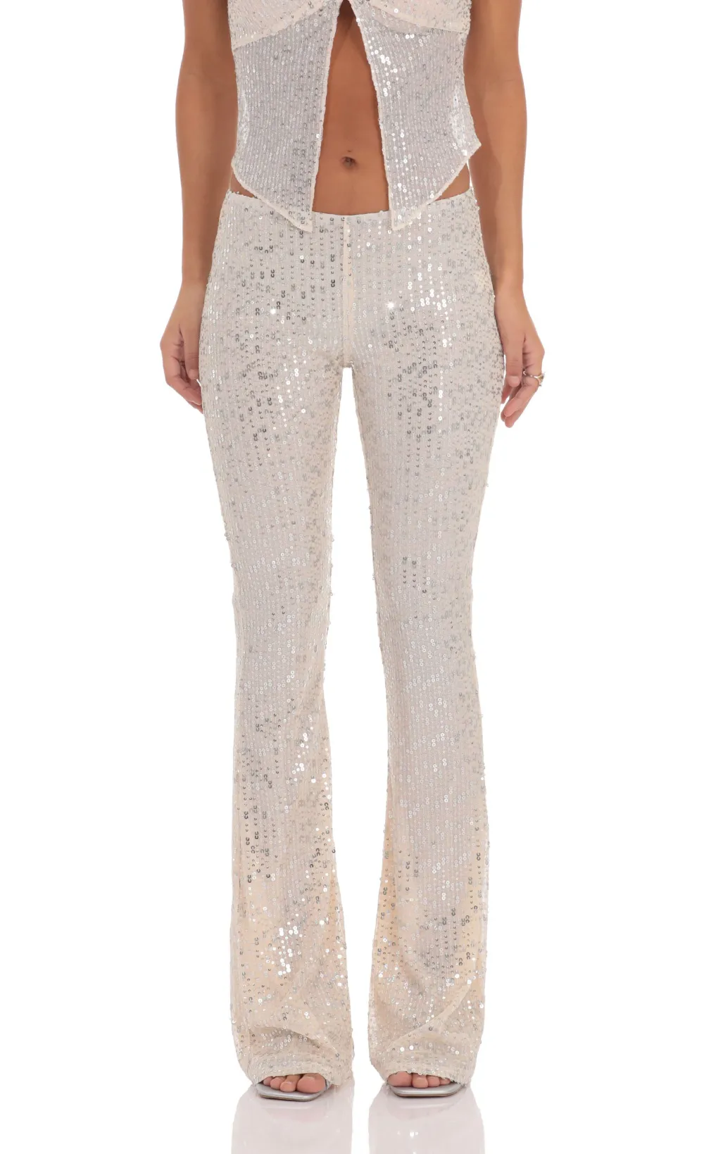 Flyaway Sequin Two Piece Set in Champagne