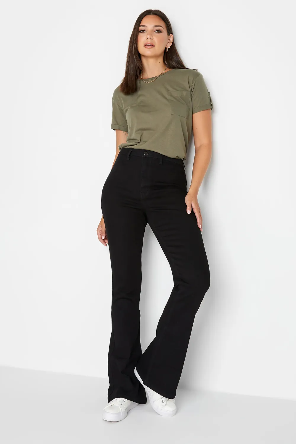LTS Tall Black Denim Flared Jeans