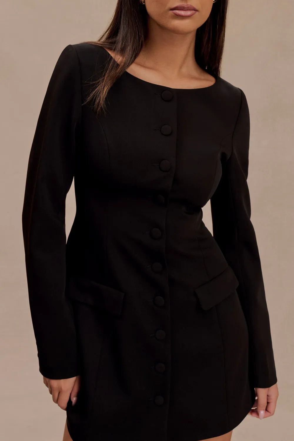 Daily Boat Neck Suiting Mini Dress