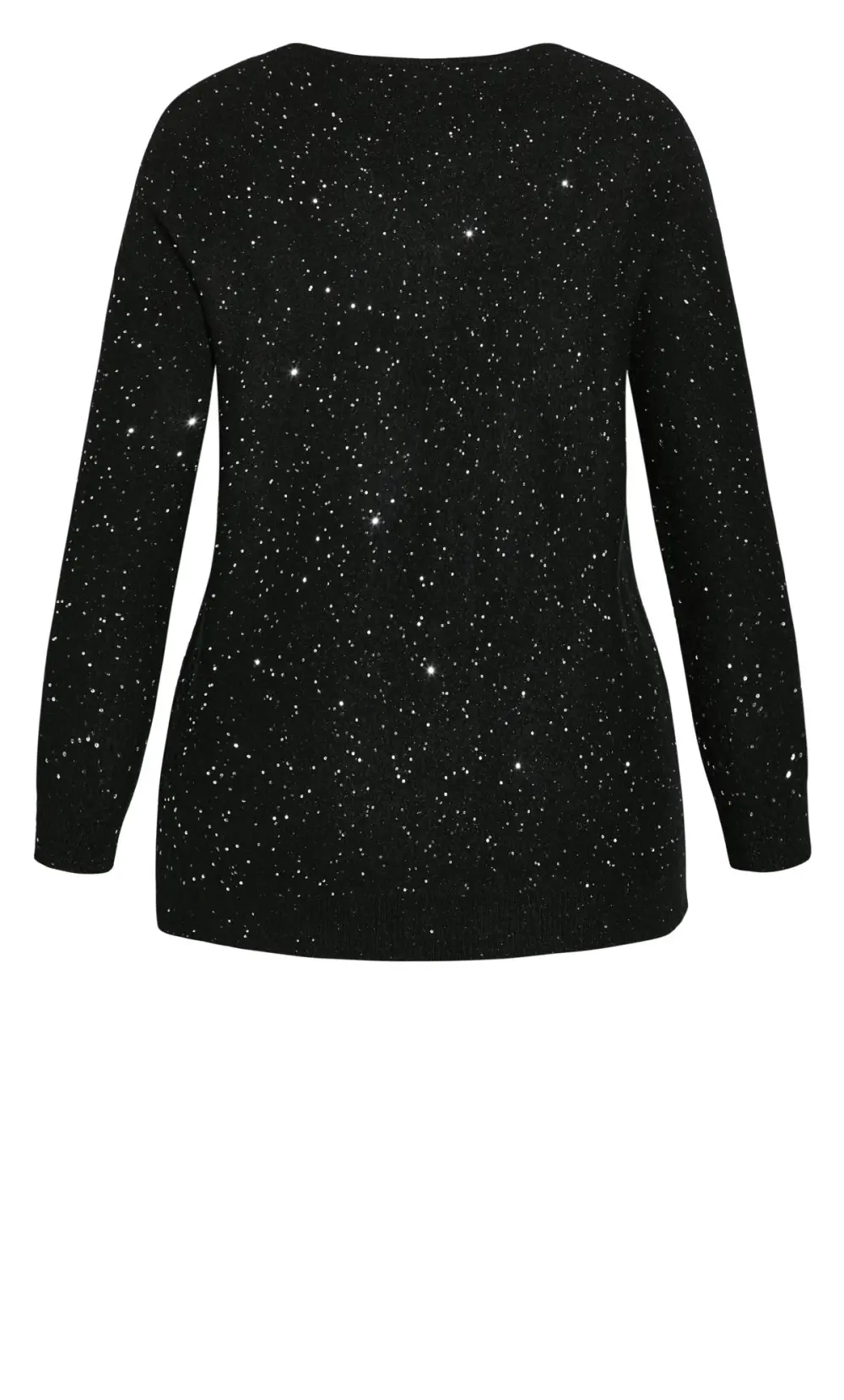 Evans Black & Silver Sequin V-Neck Knit Jumper
