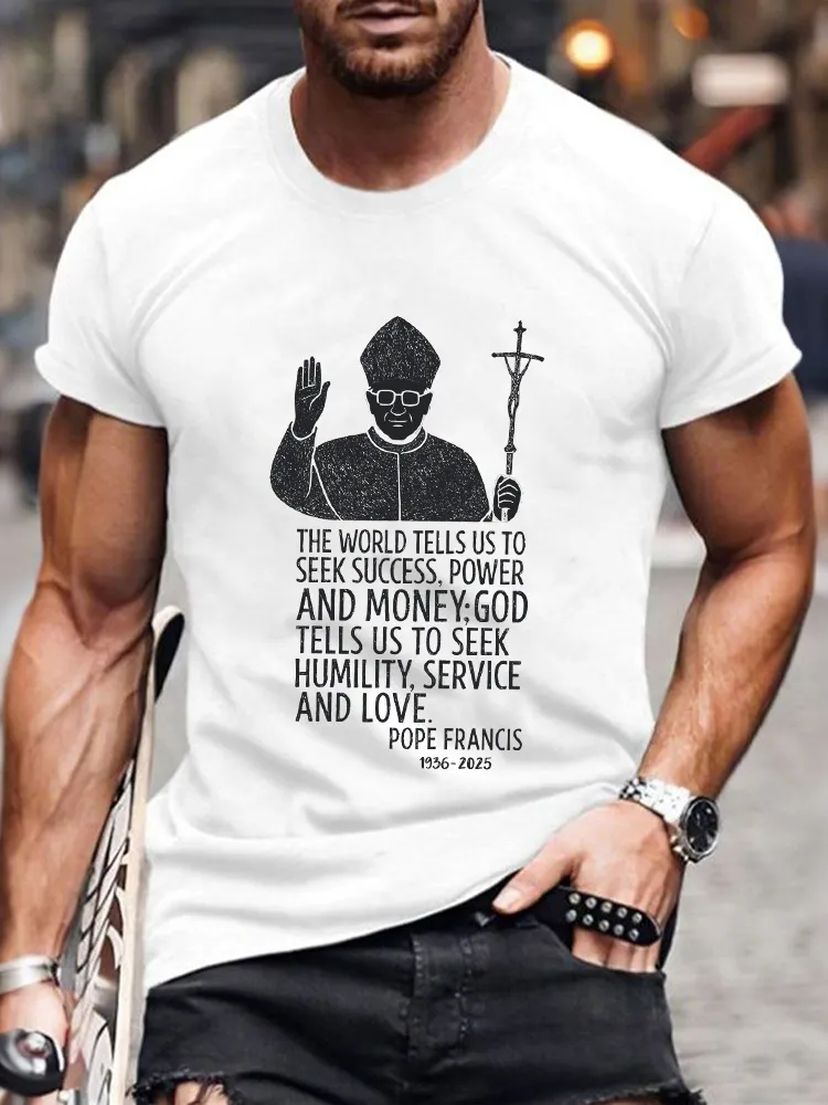 Men's God Tells Us To Seek Humility Service And Love Print Short Sleeve Round Neck Cotton T-Shirt