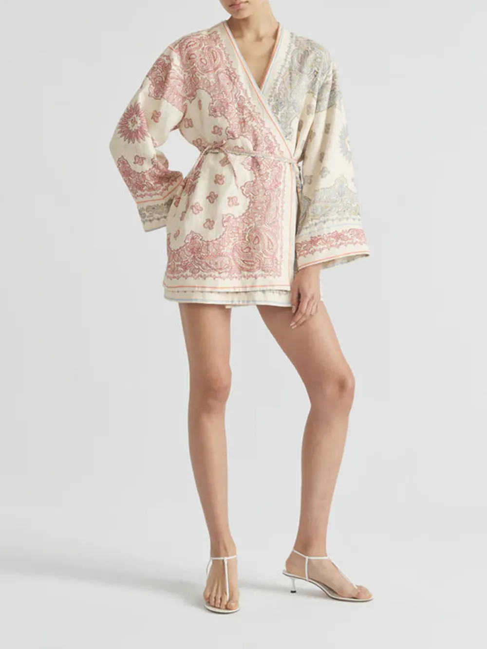 Casual Style Multi Long Sleeve Mini Robe