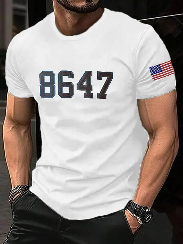 Men'S T-Shirt Men'S Vintage Print Casual T-Shirt 8467 Printed Cotton Short Sleeve