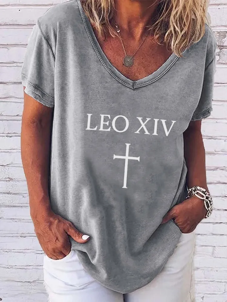 Women'S Pope Leo Xiv Round-Neck Short-Sleeved T-Shirt