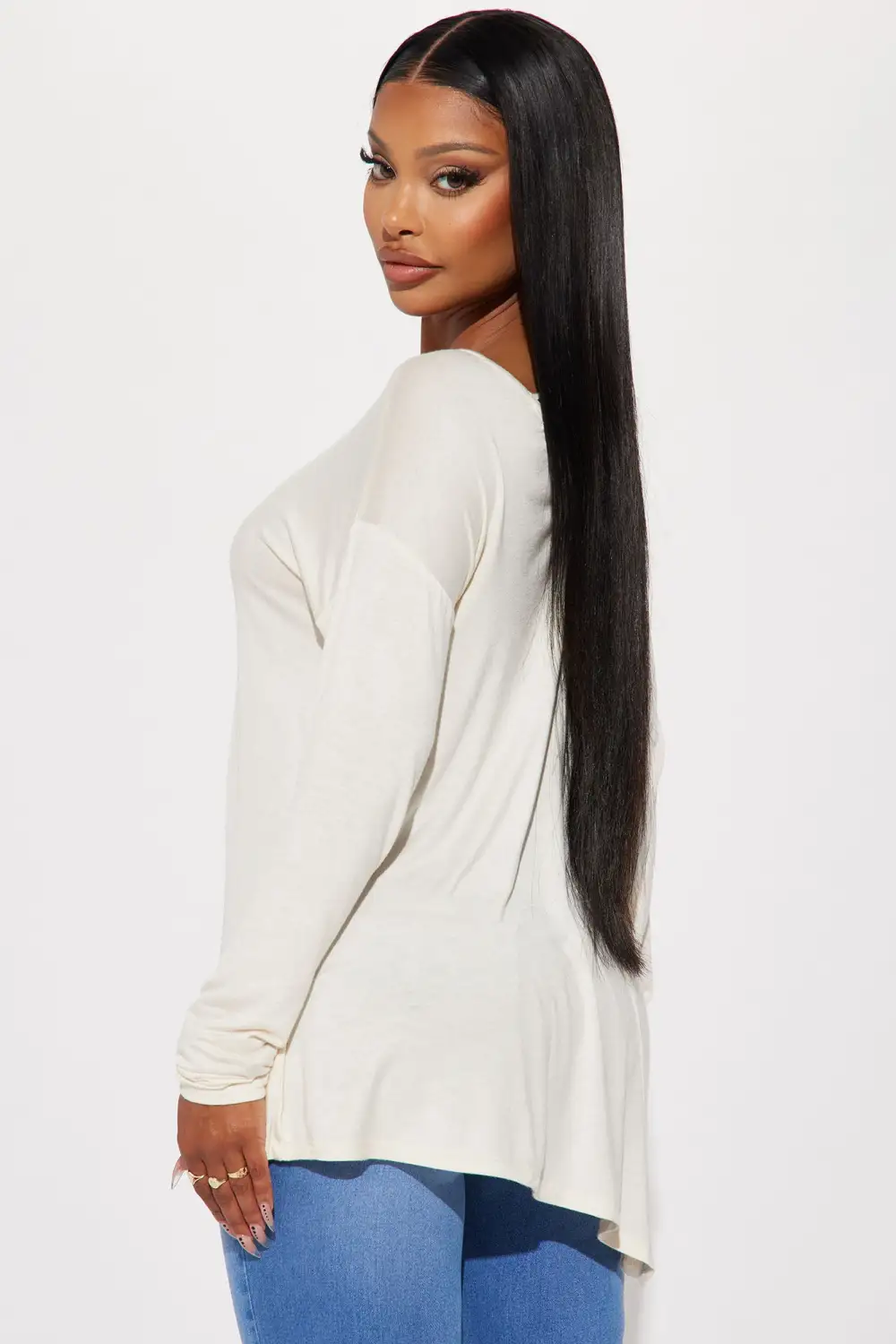 Victoria V-Neck Top - Cream