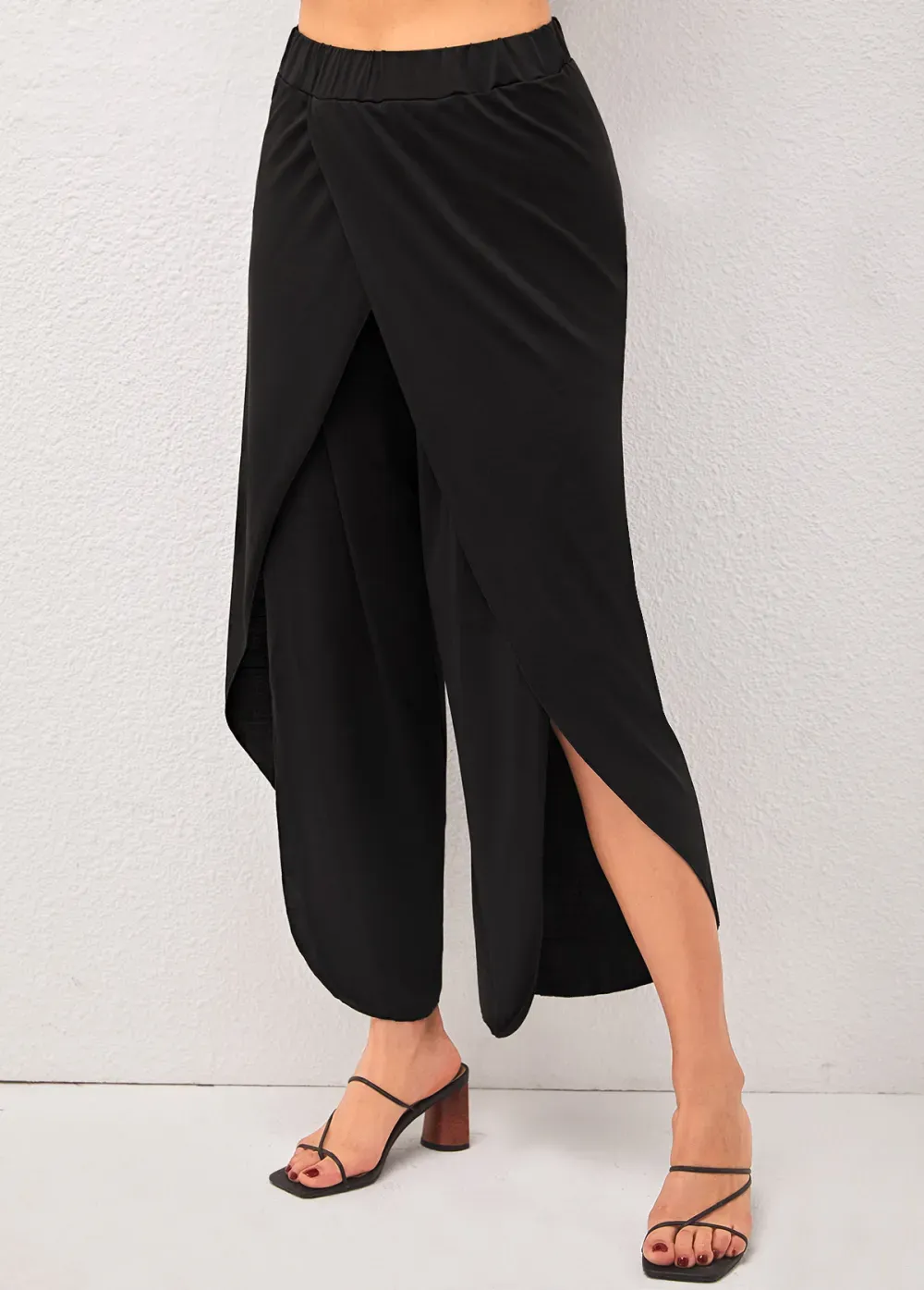 Black High Waisted Side Slit Pants