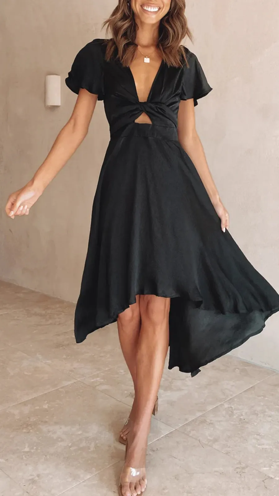 Sexy Flowing With Cutout Back Midi Dress