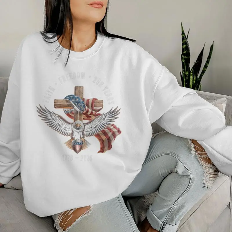 Faith Freedom 250 Years 1776- Christian Cross Shield Women Sweatshirt