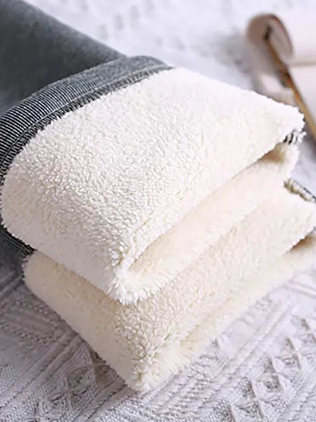 Women‘s Fleece Lineds Leggings Warm Micro-elastic High Waist Basic Casual Daily Black Gray S M Fall & Winter