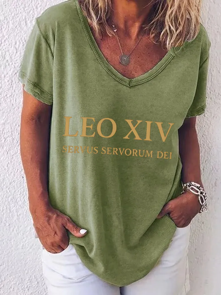 Women'S Pope Leo Xiv Servus Servorum Dei Round-Neck Short-Sleeved T-Shirt