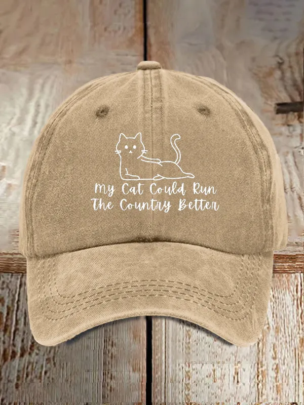 Retro FDT My Cat Could Run The Country Better Pride Baseball Cap