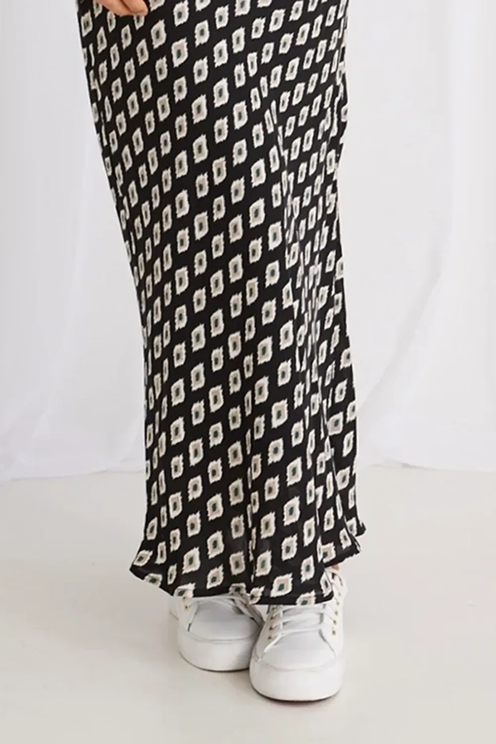 Geo Spot Strappy Bias Maxi Dress