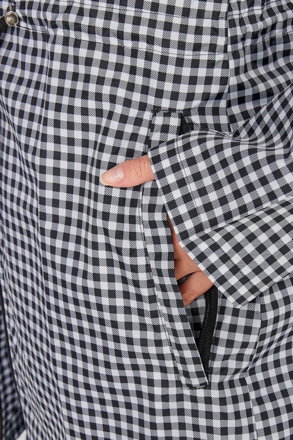 Casual Style Gingham Pocket Parka Coat