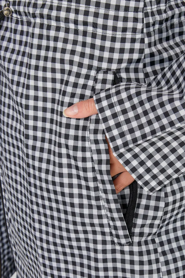 Casual Style Gingham Pocket Parka Coat