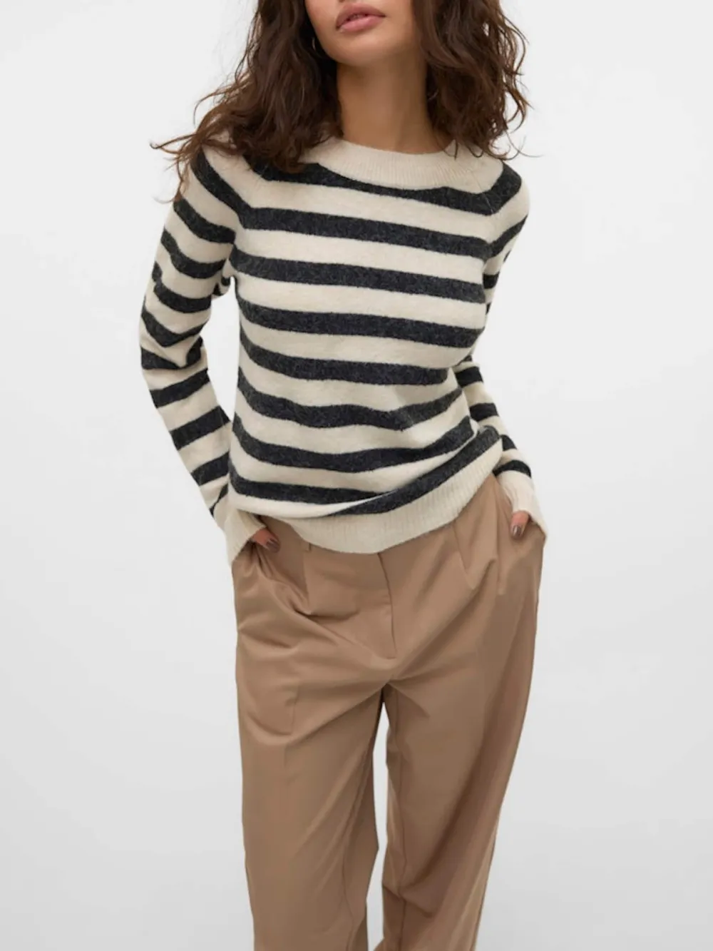 Striped Crew Neck Long Sleeve Sweaters