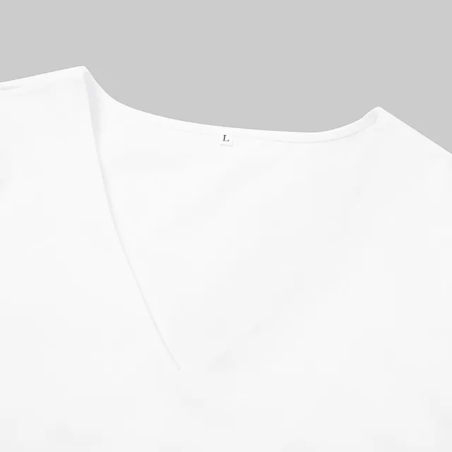 Women's Casual Dress Shift Dress Mini Dress White Short Sleeve Pure Color Bow Spring Summer V Neck Basic Daily Weekend Summer Dress 2023 S M L XL XXL 3XL 4XL