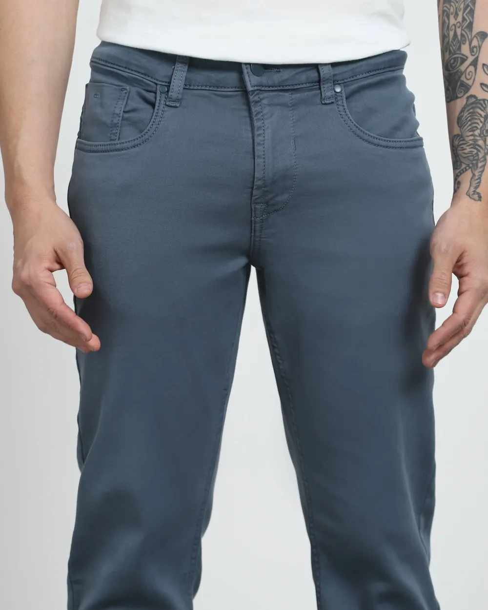 Classic Versatile And Comfortable Straight Blue Grey Jeans