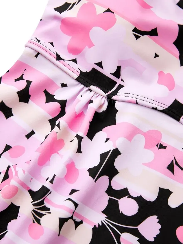 Vacation Floral Printing Scoop Neck Tankinis Two-Piece Set