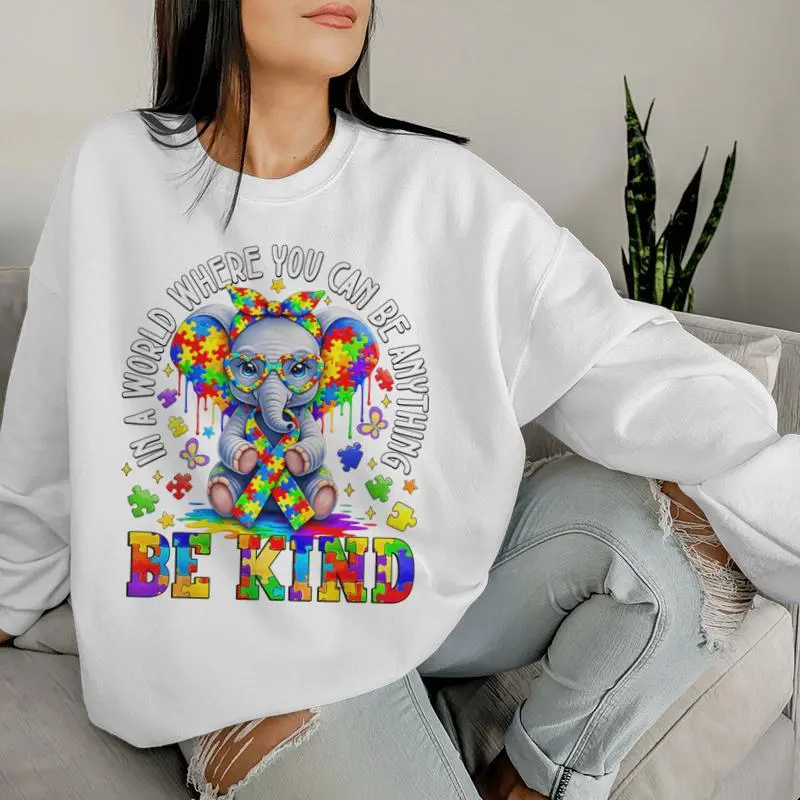 Autism Elephant In A World Where You Can Be Anything Be Kind Women Sweatshirt