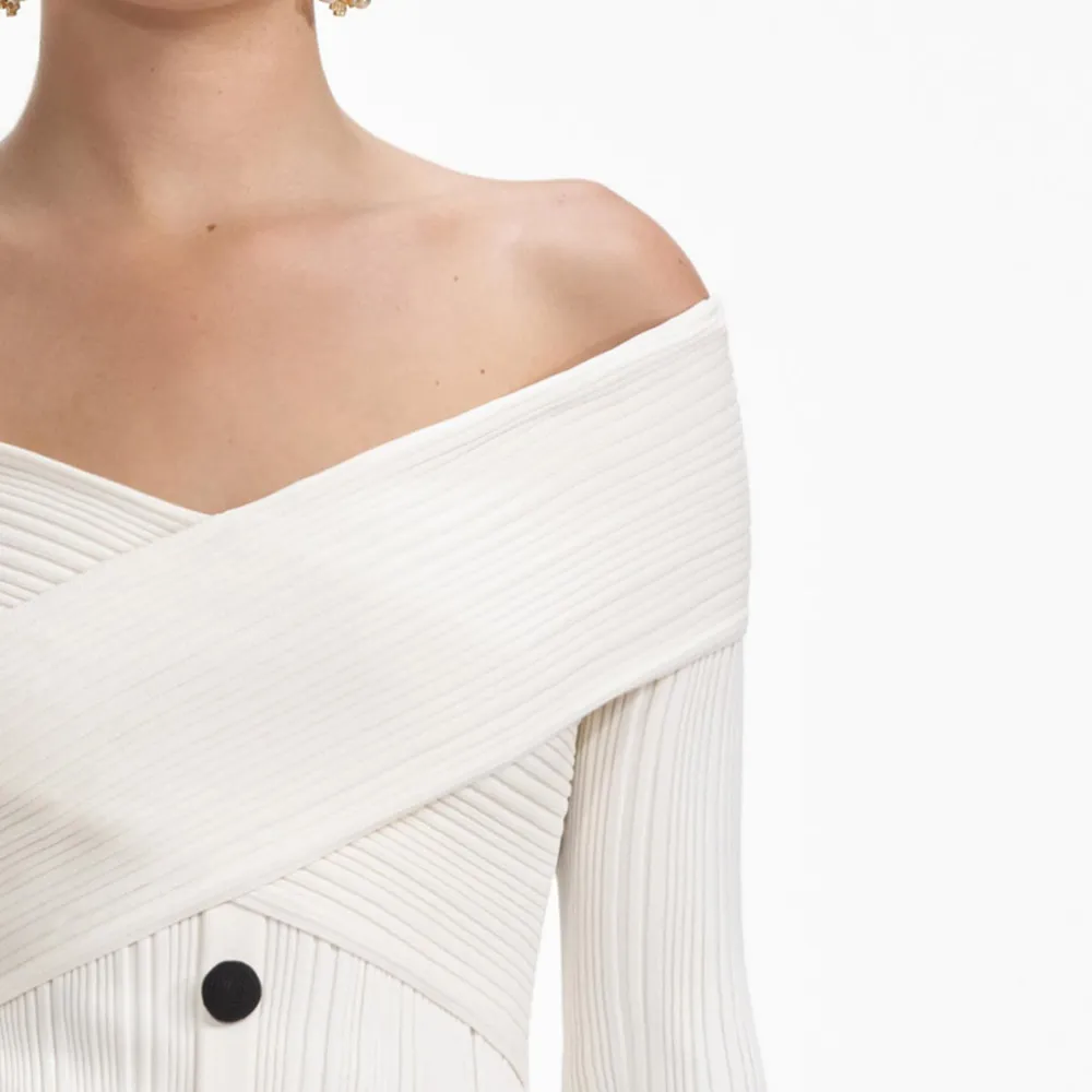 Cream Off Shoulder Knit Top