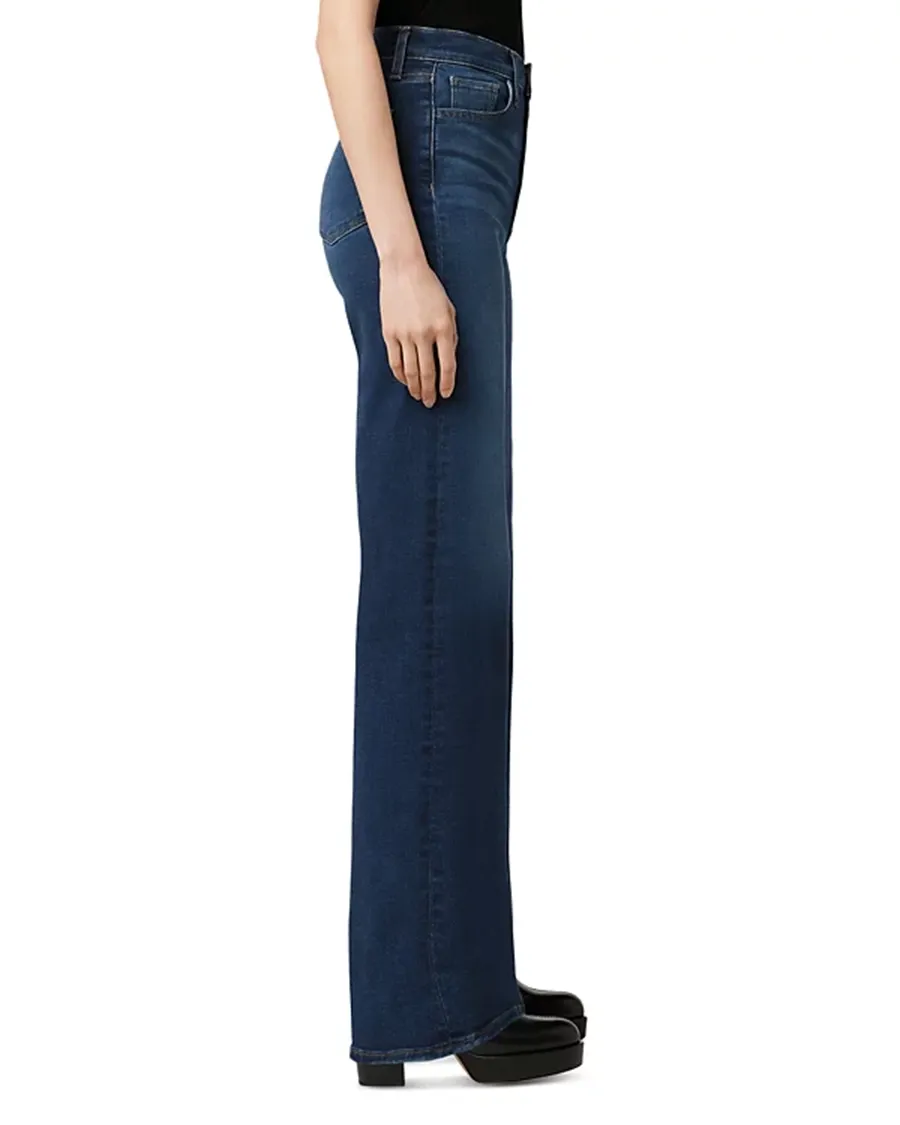 Casual Style High Rise Wide Leg Jeans