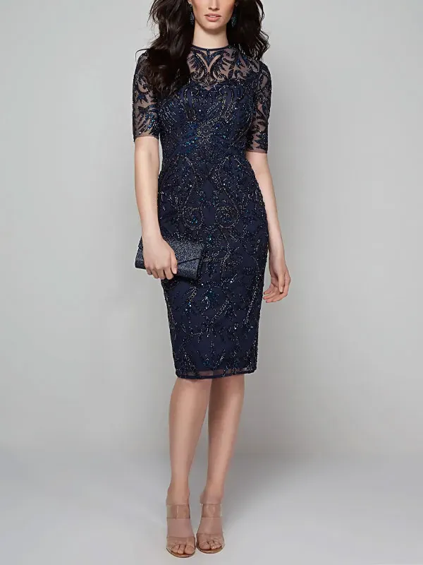 straight back split lace women's dress