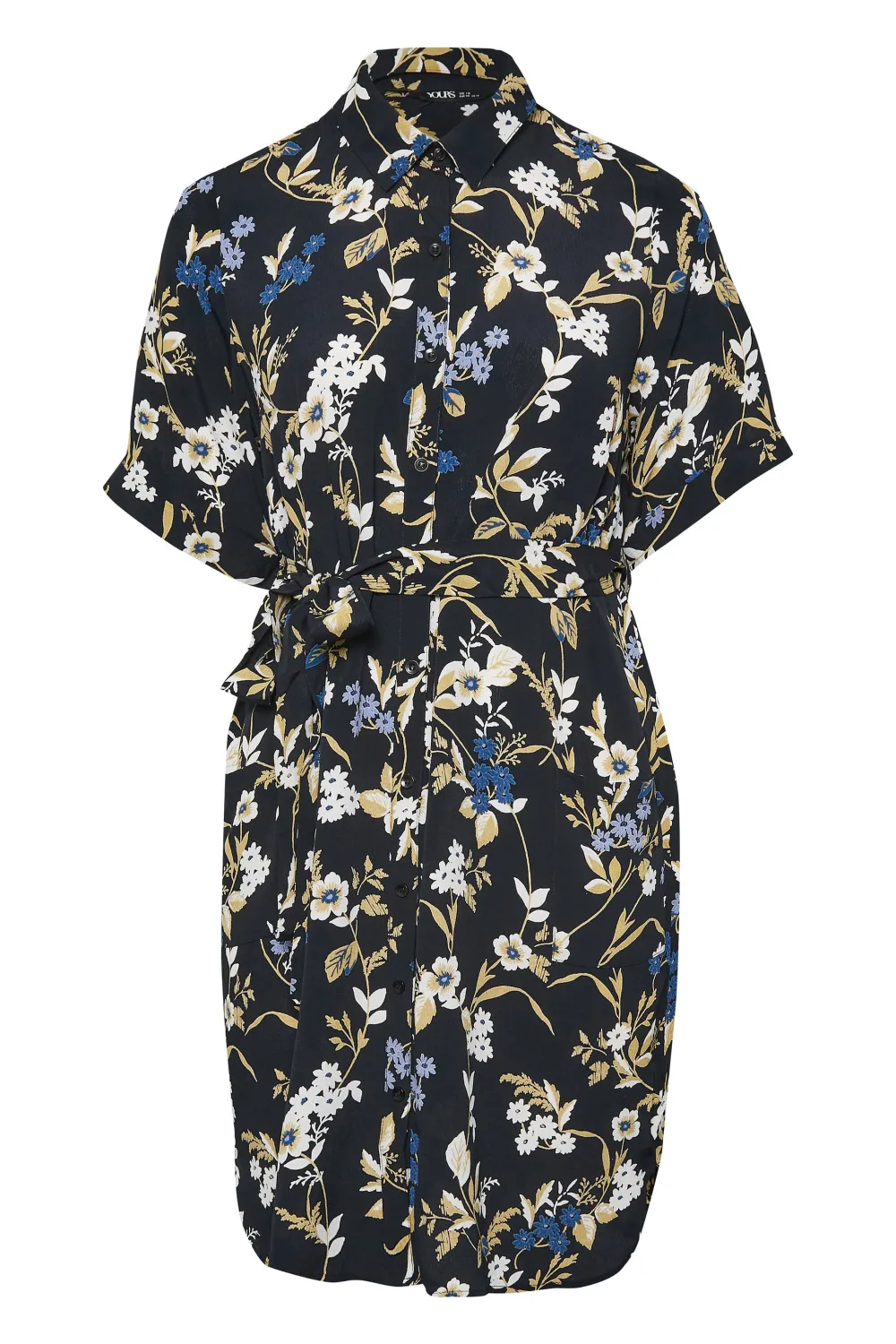 YOURS Curve Black Floral Shirt Dress