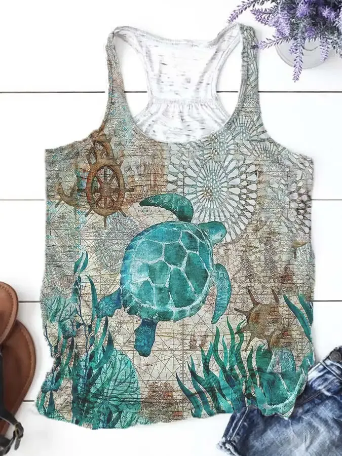 Ocean Crew Neck Print Camisole